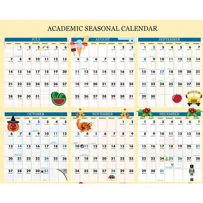 Recycled Academic Seasonal Laminated Wall Calendar, Illustrated Seasons, 24 X 37, 12-month (july To June), 2025 To 2026
