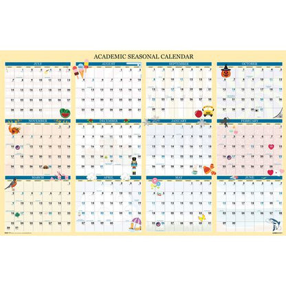 Recycled Academic Seasonal Laminated Wall Calendar, Illustrated Seasons, 24 X 37, 12-month (july To June), 2025 To 2026