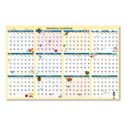 Recycled Seasonal Laminated Wall Calendar, Illustrated Seasons Artwork, 24 X 37, 12-month (jan To Dec): 2026
