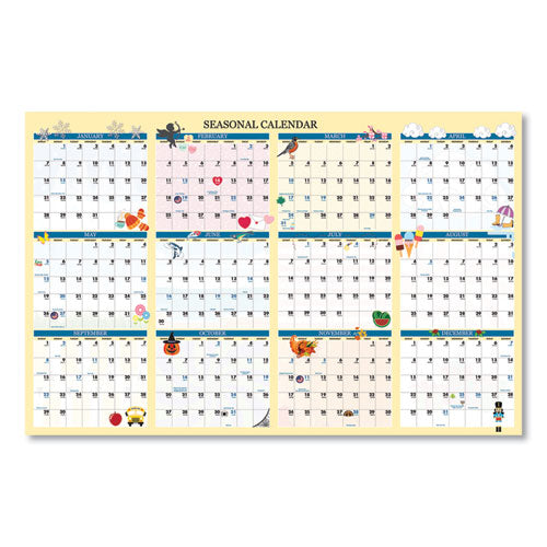 Recycled Seasonal Laminated Wall Calendar, Illustrated Seasons Artwork, 24 X 37, 12-month (jan To Dec): 2026