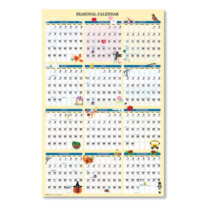 Recycled Seasonal Laminated Wall Calendar, Illustrated Seasons Artwork, 24 X 37, 12-month (jan To Dec): 2026
