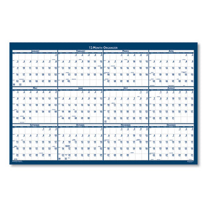 Recycled Yearly Reversible Wall Calendar Non-laminated, 24 X 37, White/blue Sheets, 12-month (jan To Dec): 2026