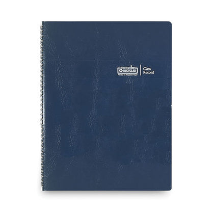 Recycled Class Record Book, 8 Classes, 35 Students, 9 To 10 Week Terms, 40-week Span, Blue Cover, 11 X 8.5 Sheets
