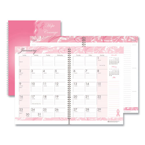 Breast Cancer Awareness Recycled Ruled Monthly Planner/journal, 10 X 7, Pink Cover, 12-month (jan To Dec): 2026