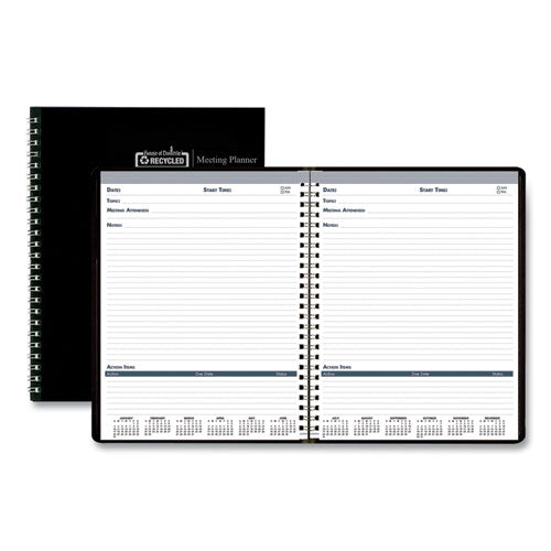 Recycled Meeting Note Planner, 11 X 8.5, Black Cover, 12-month (jan To Dec): 2026