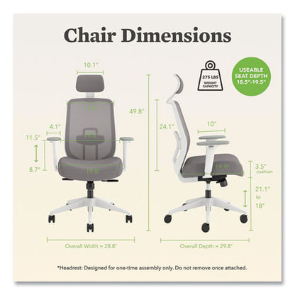 Altern Mesh Mid-back Task Chair, 17.95 To 21.1 Seat Height, Gray Seat, Gray/white Back, White Base