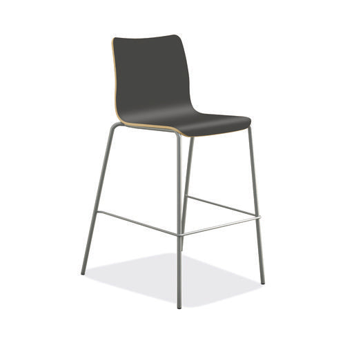 Ruck Laminate Stool, Supports Up To 300 Lb, 30" Seat Height, Charcoal Seat/back, Silver Base