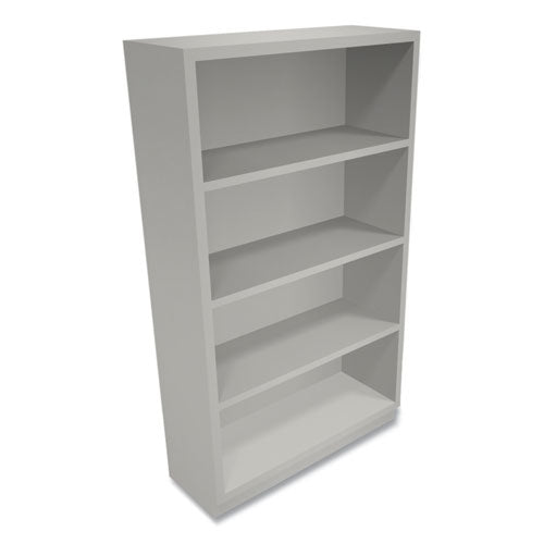 Metal Bookcase, Four-shelf, 34.5w X 12.63d X 59h, Light Gray