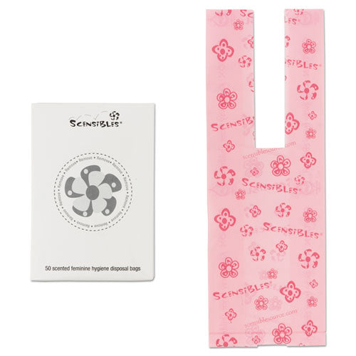 Scensibles Personal Disposal Bags, 3.38" X 2" X 9.75", Pink, 50 Bags/box, 24 Boxes/carton