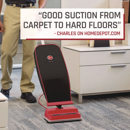 Task Vac Soft Bag Lightweight Upright, 12" Cleaning Path, Black/red