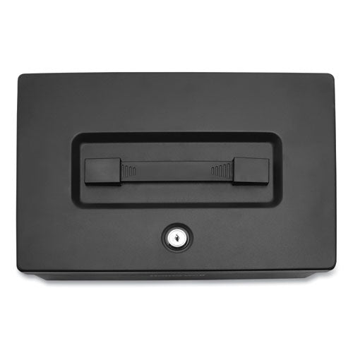 Fire Resistant Steel Security Box With Key Lock, 12.7 X 8.8 X 4.1, Black