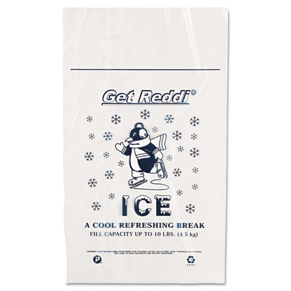 Ice Bags With Twist-ties, Ice: Penguin Icon Labeling, 10 Lb Capacity, 12" X 21", Clear, 1,000/carton