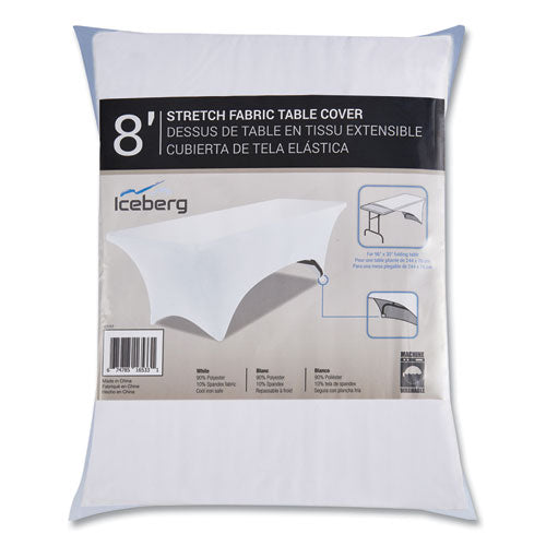 Igear Fabric Table Cover, Polyester/spandex, 30" X 96", White