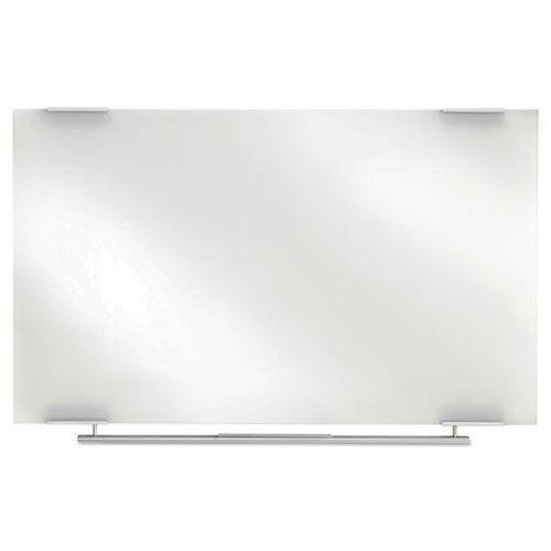 Clarity Glass Dry Erase Board With Aluminum Trim, 72" X 36", White Surface, Satin Aluminum Frame