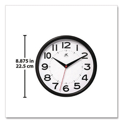 Metro Wall Clock, 9" Diameter, Black Case, 1 Aa (sold Separately)