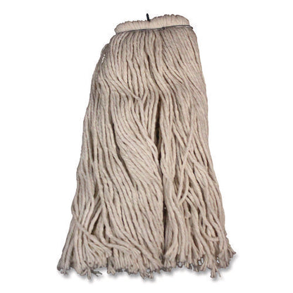 Layflat Regular Screw-type Mop Head, Cotton, 20 Oz, 1" Headband, White