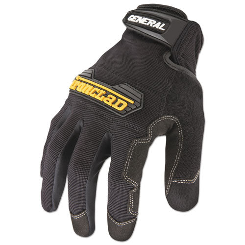 General Utility Gloves, En388: 2132, 9" Long, Large, Black, Pair