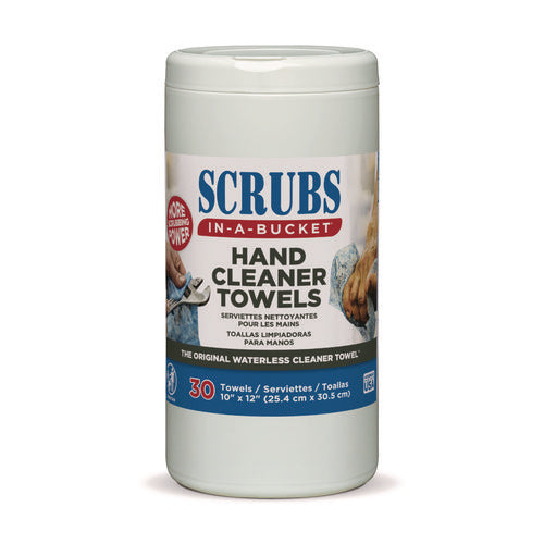 Hand Cleaner Towels, 1-ply, 10 X 12, Citrus, Blue/white, 30/canister