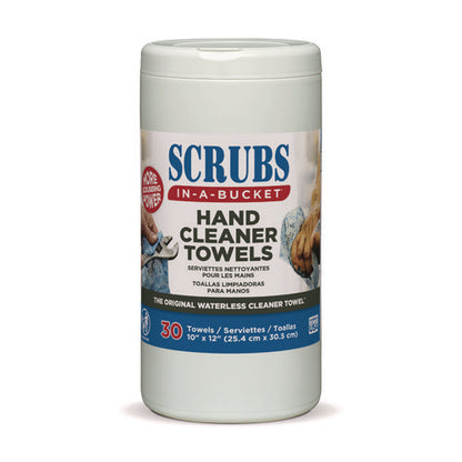 Hand Cleaner Towels, 1-ply, 10 X 12, Citrus, Blue/white, 30/canister, 6/carton