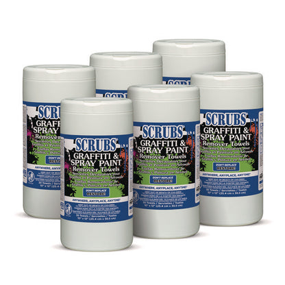 Graffiti And Spray Paint Remover Towels, Citrus, 10 X 12, Neutral Scent, White/orange, 30/canister, 6 Canisters/carton