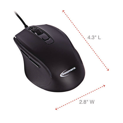 Full-size Wired Optical Mouse, Usb 2.0, Right Hand Use, Black