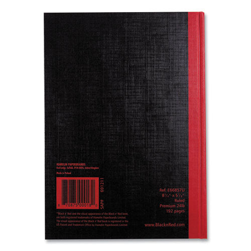Hardcover Casebound Notebooks, Scribzee Compatible, 1-subject, Wide/legal Rule, Black/red Cover, (96) 8.25 X 5.63 Sheets