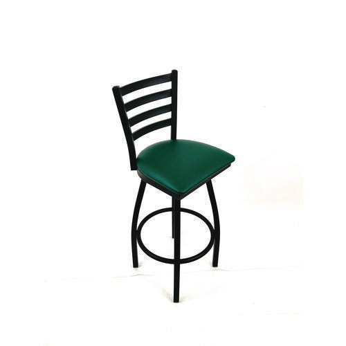 Boggs Series Barstool, Supports Up To 300 Lb, 30.5" Seat Height, Green Seat, Black Back, Black Base