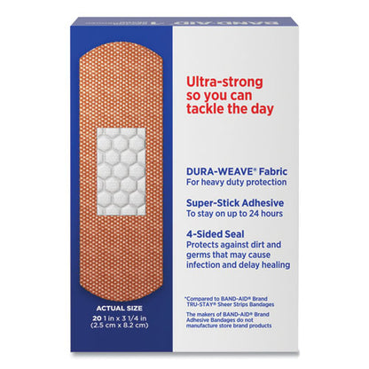 Flexible Fabric Adhesive Tough Strip Bandages, 1 X 3.25, 20/box