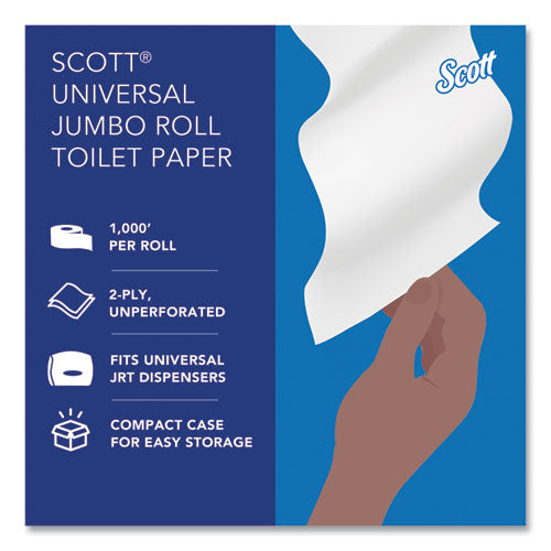 Essential Jrt Jumbo Roll Bathroom Tissue, Septic Safe, 2-ply, 3.55" X 1,000 Ft, White, 4 Rolls/carton
