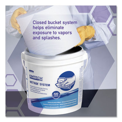 Power Clean Wipers For Disinfectants, Sanitizers,solvents Wettask Customizable Wet Wipe System, 140/roll, 6 Rolls/1 Bucket/ct
