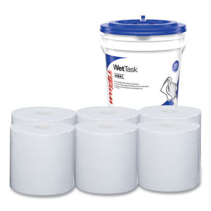 Critical Clean Wipers For Bleach, Disinfectants, Sanitizers Wettask Customizable Wet Wiping System, W/bucket,140/roll, 6/ct