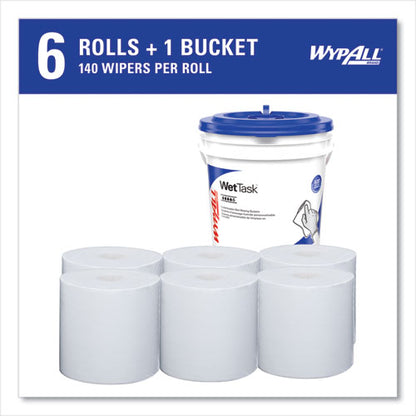 Critical Clean Wipers For Bleach, Disinfectants, Sanitizers Wettask Customizable Wet Wiping System, W/bucket,140/roll, 6/ct
