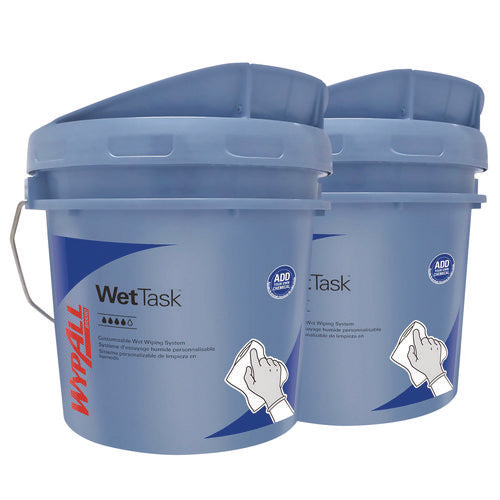 Wettask Customizable Wet Wiping System, 3.5 Gal, Blue, 2/carton