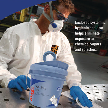 Wettask Customizable Wet Wiping System, 3.5 Gal, Blue, 2/carton