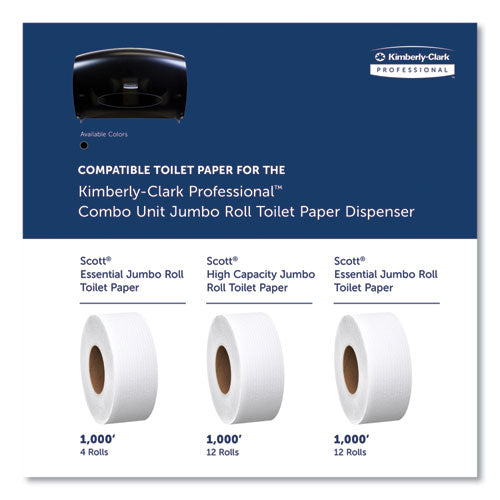 Cored Jrt Jumbo Combination Tissue Dispenser, 20.4 X 5.8 X 13.1, Smoke/gray