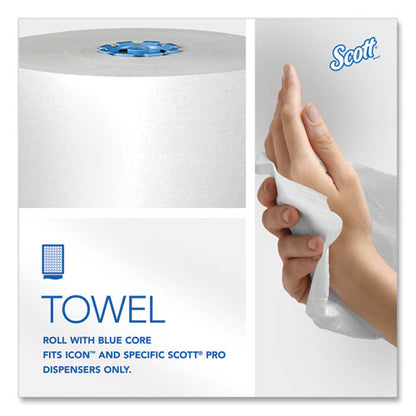 Pro Hard Roll Paper Towels With Absorbency Pockets For Scott Pro Dispenser, Blue Core Only, 1-ply, 7.5" X 900 Ft, 6 Rolls/ct
