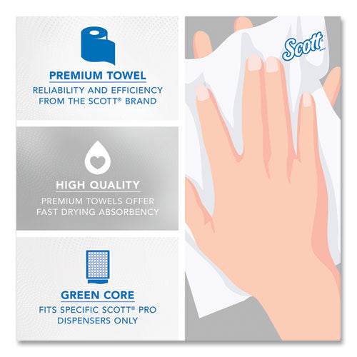 Pro Hard Roll Paper Towels With Absorbency Pockets For Scott Pro Dispenser, Green Core Only, 1-ply, 7.5" X 900 Ft,6 Rolls/ct