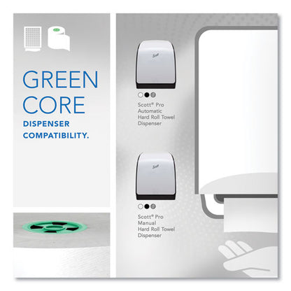 Pro Hard Roll Paper Towels With Absorbency Pockets For Scott Pro Dispenser, Green Core Only, 1-ply, 7.5" X 900 Ft,6 Rolls/ct