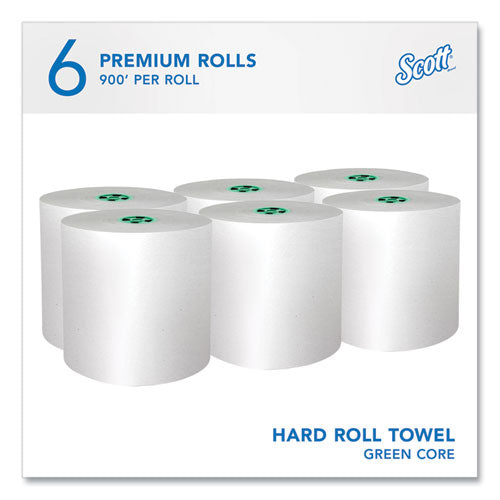 Pro Hard Roll Paper Towels With Absorbency Pockets For Scott Pro Dispenser, Green Core Only, 1-ply, 7.5" X 900 Ft,6 Rolls/ct