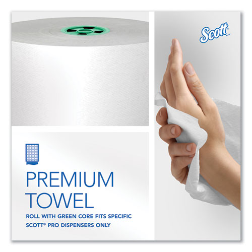 Pro Hard Roll Paper Towels With Absorbency Pockets For Scott Pro Dispenser, Green Core Only, 1-ply, 7.5" X 900 Ft,6 Rolls/ct