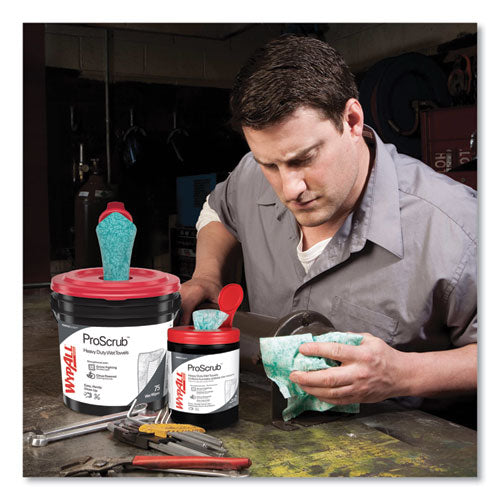 Power Clean Proscrub Pre-saturated Wipes, 12 X 9.5, Citrus Scent, Green/white, 50/canister, 8 Canisters/carton