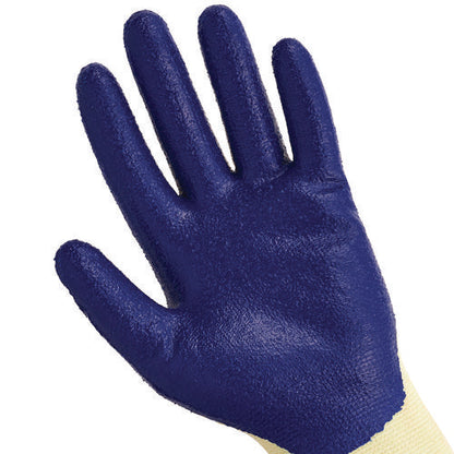 G60 Nitrile Coated Cut Resistant Gloves, En388: 3221, Large (size 9), Blue/yellow, 12 Pairs