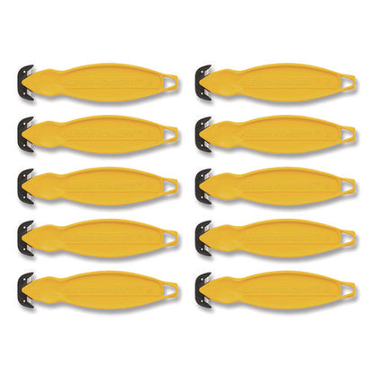 Safety Cutter, 5.75" Plastic Handle, Yellow, 10/pack