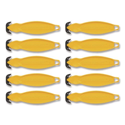 Safety Cutter, 5.75" Plastic Handle, Yellow, 10/pack