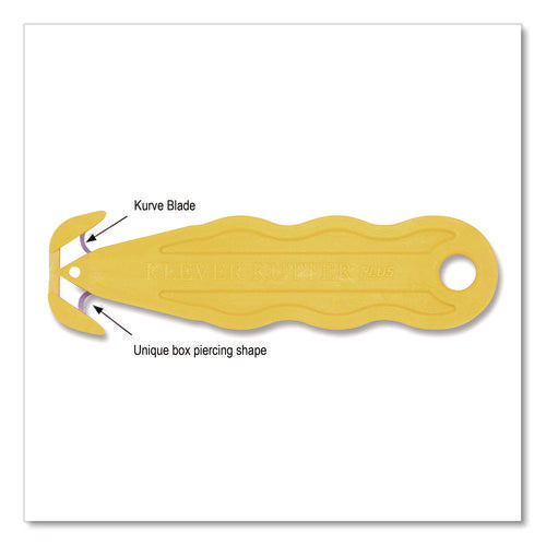 Kurve Blade Plus Safety Cutter, 5.75" Plastic Handle, Yellow, 10/box