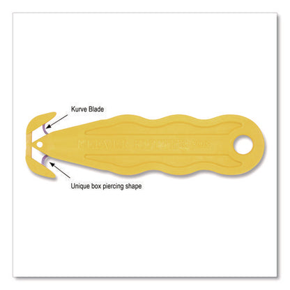 Kurve Blade Plus Safety Cutter, 5.75" Plastic Handle, Yellow, 10/box