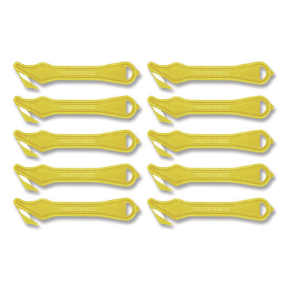 Excel Plus Safety Cutter, 7" Plastic Handle, Yellow, 10/pack