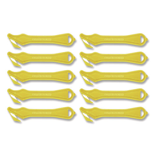 Excel Plus Safety Cutter, 7" Plastic Handle, Yellow, 10/pack