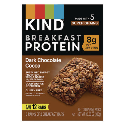 Breakfast Protein Bars, Dark Chocolate Cocoa, 1.76 Oz Two-bar Packs, 6/box