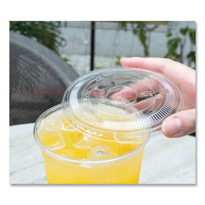 Pet Lids, Flat With Straw Slot, Fits 32 Oz Cold Cups, Plastic, Clear, 500/carton